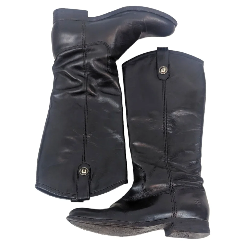 Frye Melissa Button Tall Leather Riding Boots Equestrian Boot Womens 7.5 Black - Picture 12 of 15